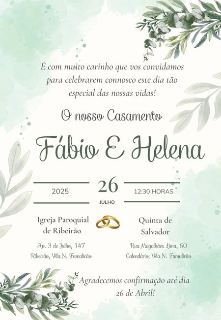 Convites de casamento + carimbo 1