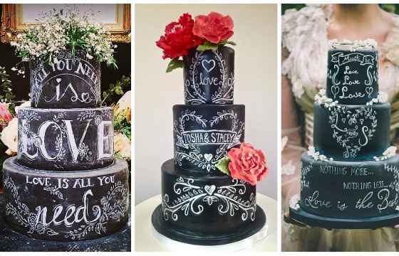 1) Chalkboard Cakes ou bolos de lousa de giz