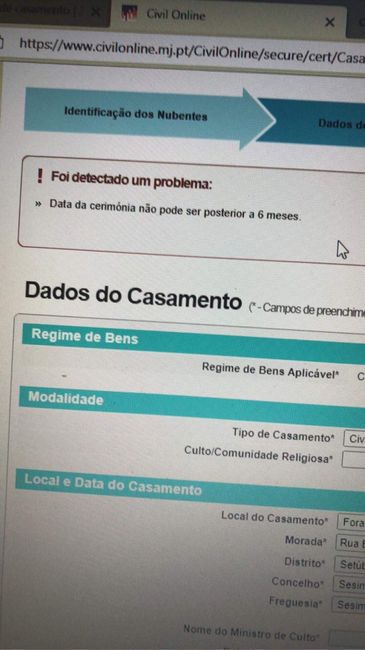 Antecedência para o registo de casamento - 1