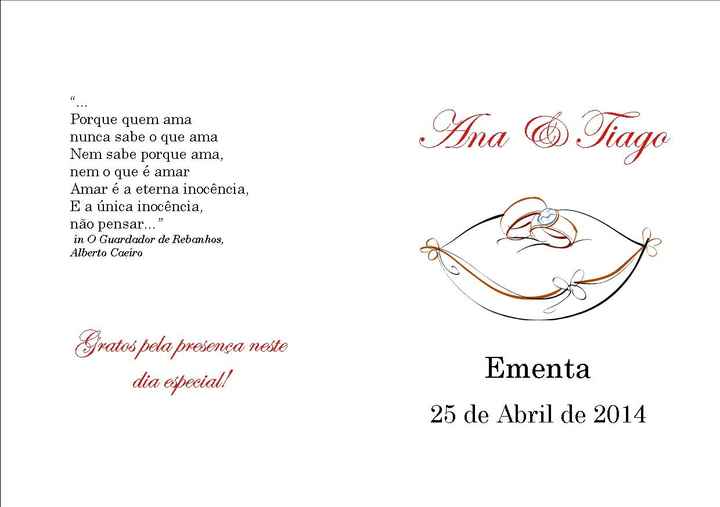 Capa (frente e verso da nossa ementa)