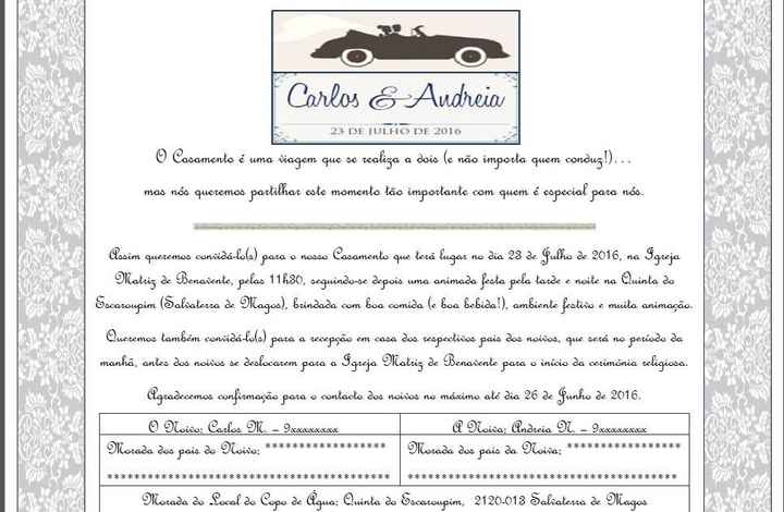 Convite de Casamento Carlos & Andreia