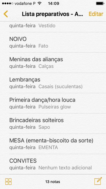 Organização e checks (a 205 dias) - 2