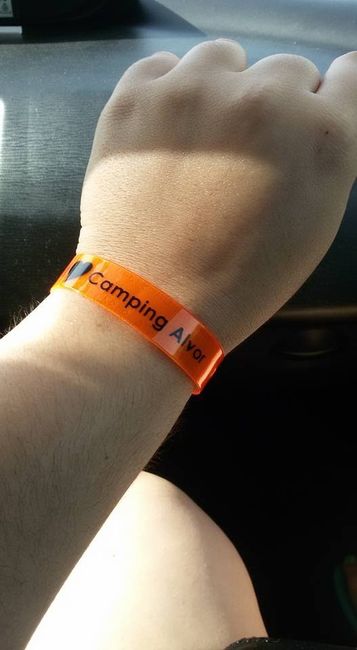 A nossa pulseira de identificação do parque de campismo