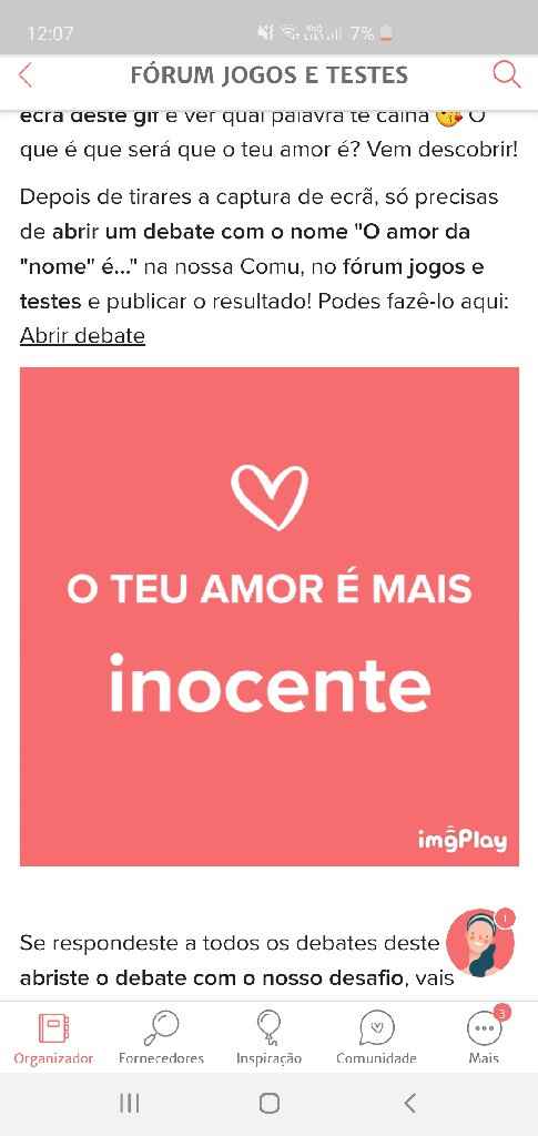O teu amor é mais.... DESAFIO! - 1