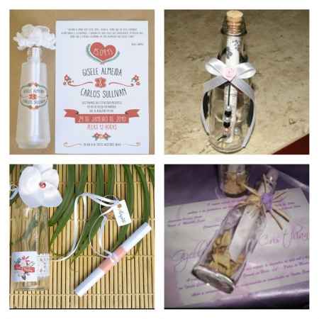 Convite de casamento de praia em garrafas de vidro - 1