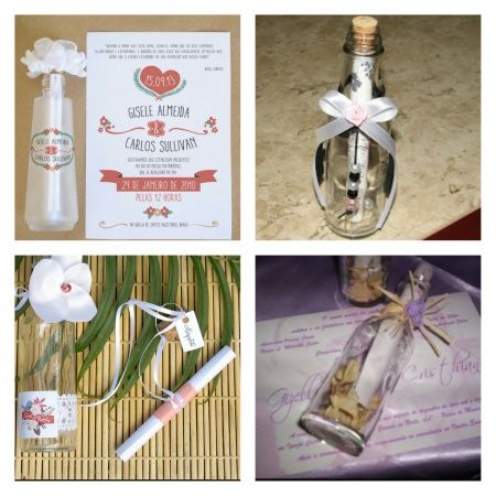 Convite de casamento de praia em garrafas de vidro - 1