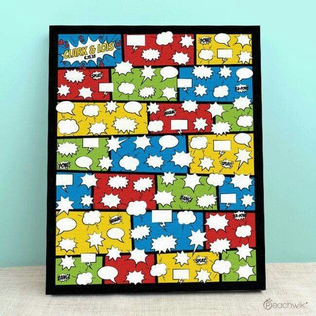 Livro de honra e bouquet solteiras - tema banda desenhada - 1