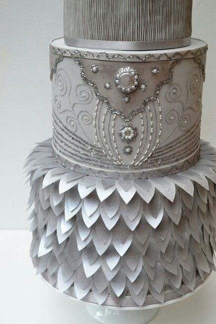 Inspirações bolos prateados/ cinza - 2