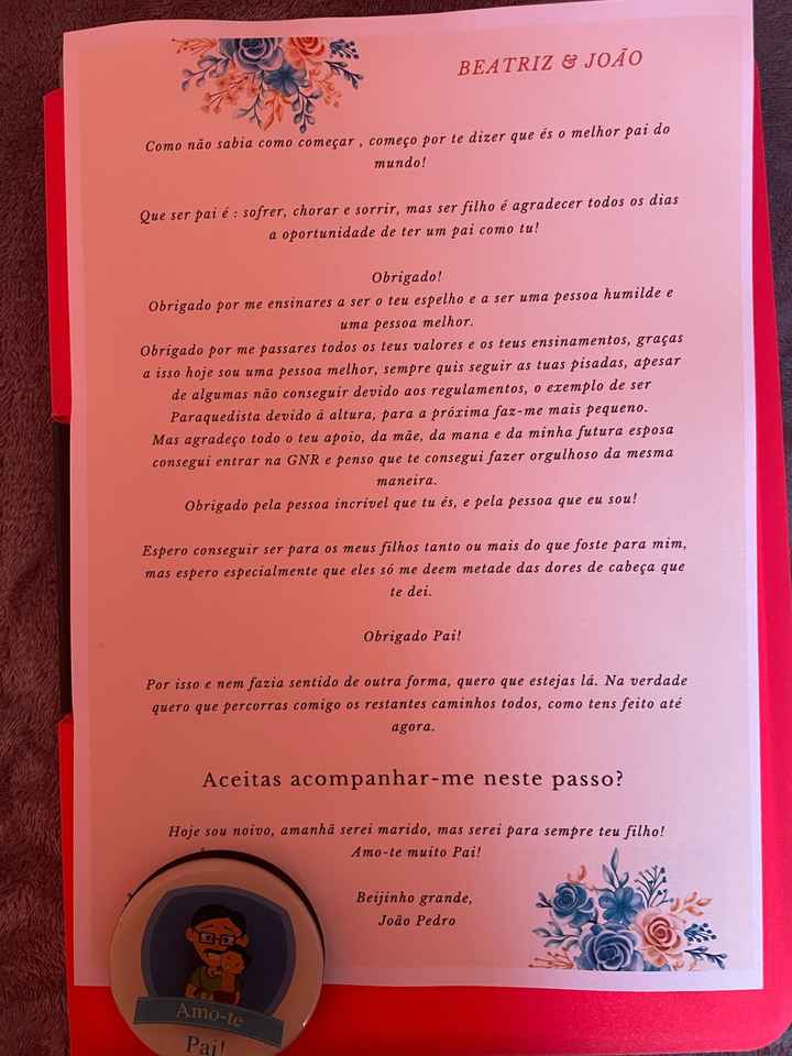 Carta/convite para o pai do noivo 👨‍👦💗 - 1