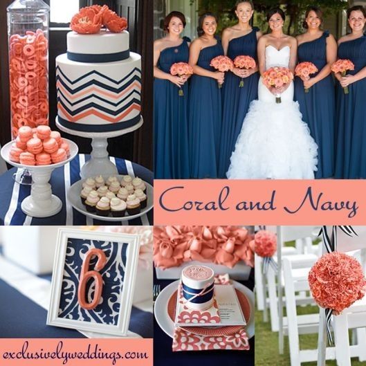 inspirações em azul marinho e coral
