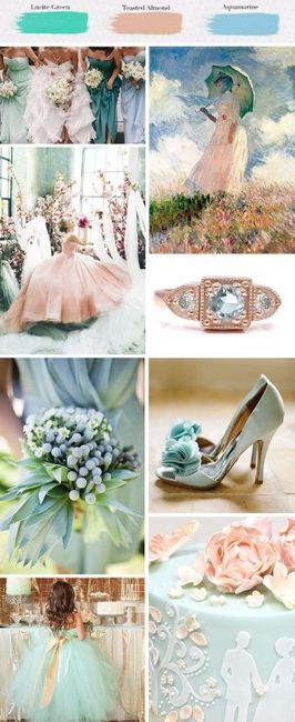 Inspirações em pêssego, menta e aqua