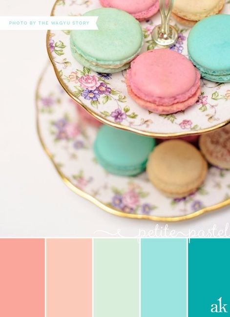 Inspirações em pêssego, menta e aqua