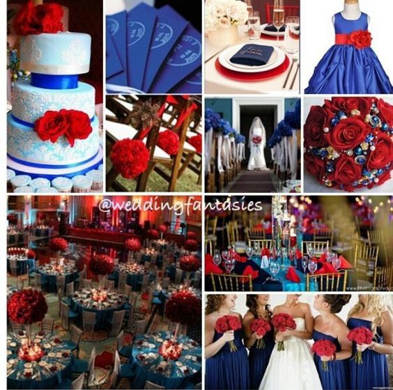 Inspirações em azul marinho e vermelho