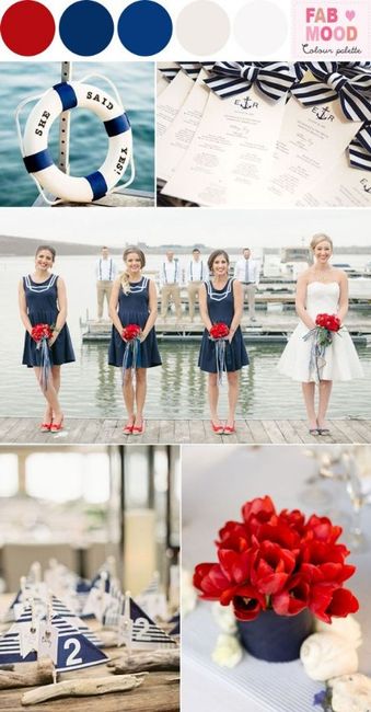 Inspirações em azul marinho e vermelho