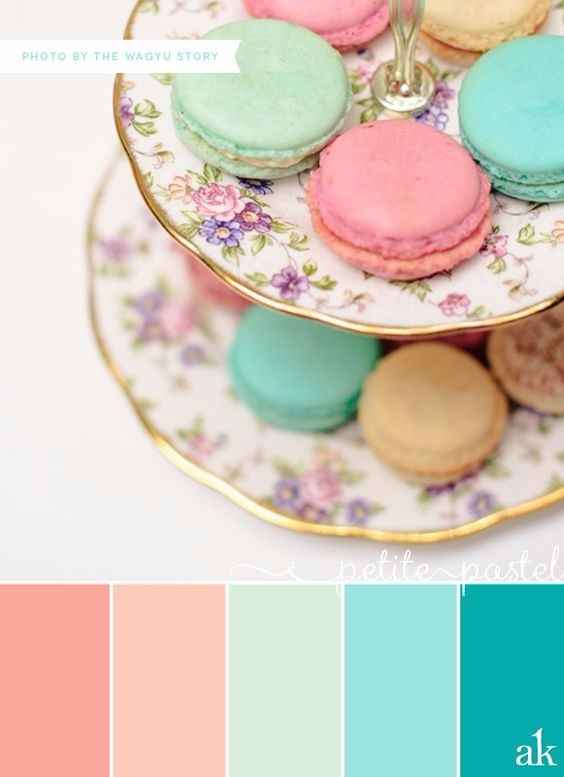 Inspirações em pêssego, menta e aqua