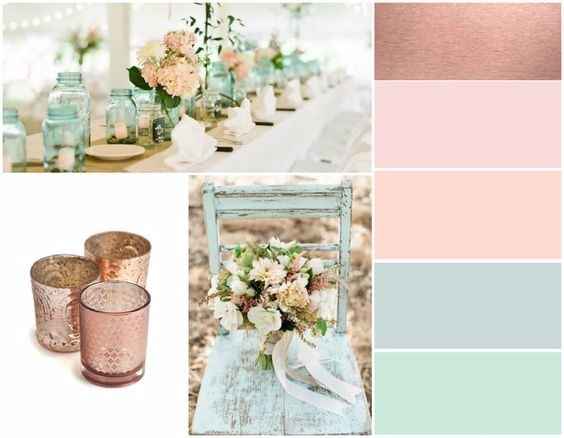 Inspirações em pêssego, menta e aqua