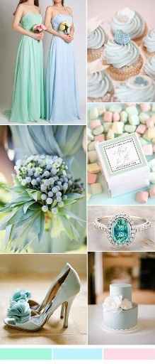 Inspirações em pêssego, menta e aqua