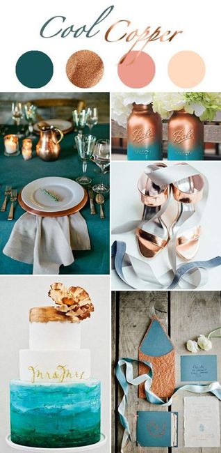 verde, cobre e pessego
