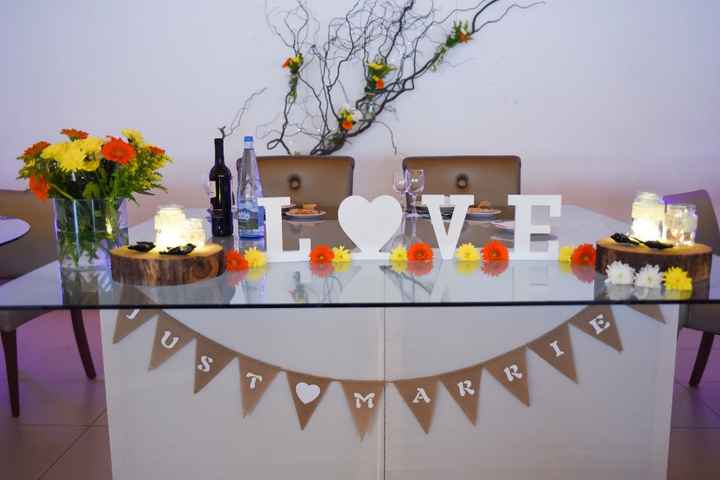 Decoração mesa dos noivos