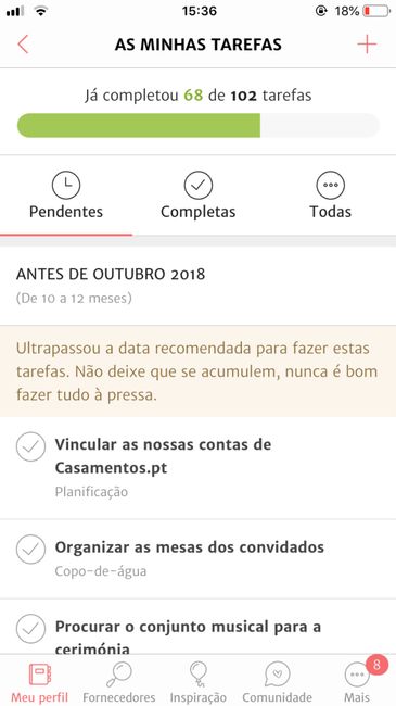 Quantos checks já completaram? - 1