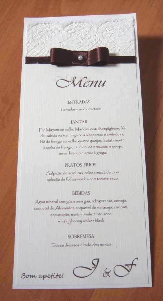 menu casamento