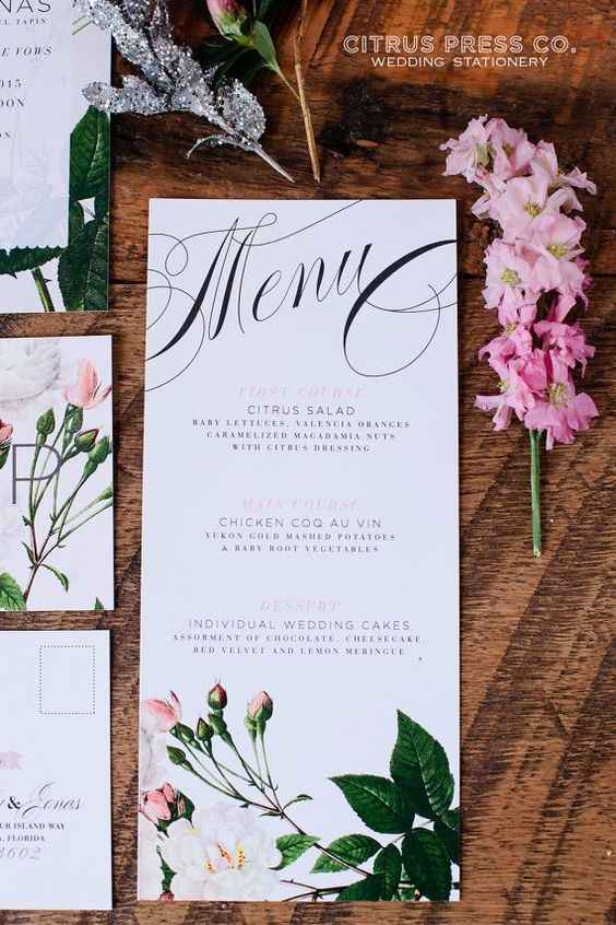 menu casamento