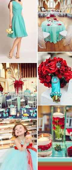 Azul Tiffany com vermelho