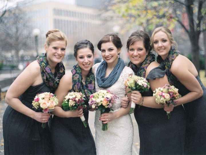 Bridesmaids & their Flower Bouquets