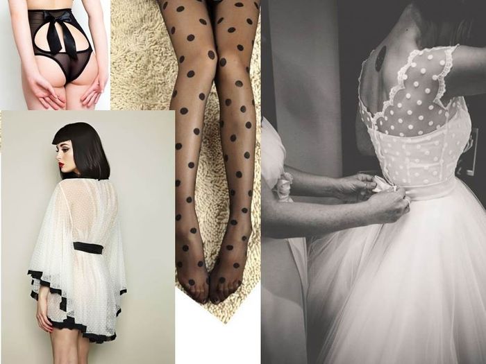 vestido com bolinhas!!!! Meias com bolinhas sem liga! Lingerie muiiiiitttooo sofisticada e com ar re