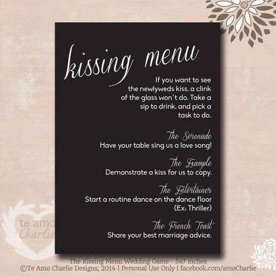 regras para jogos, como o "I spy" e o "kissing menu"