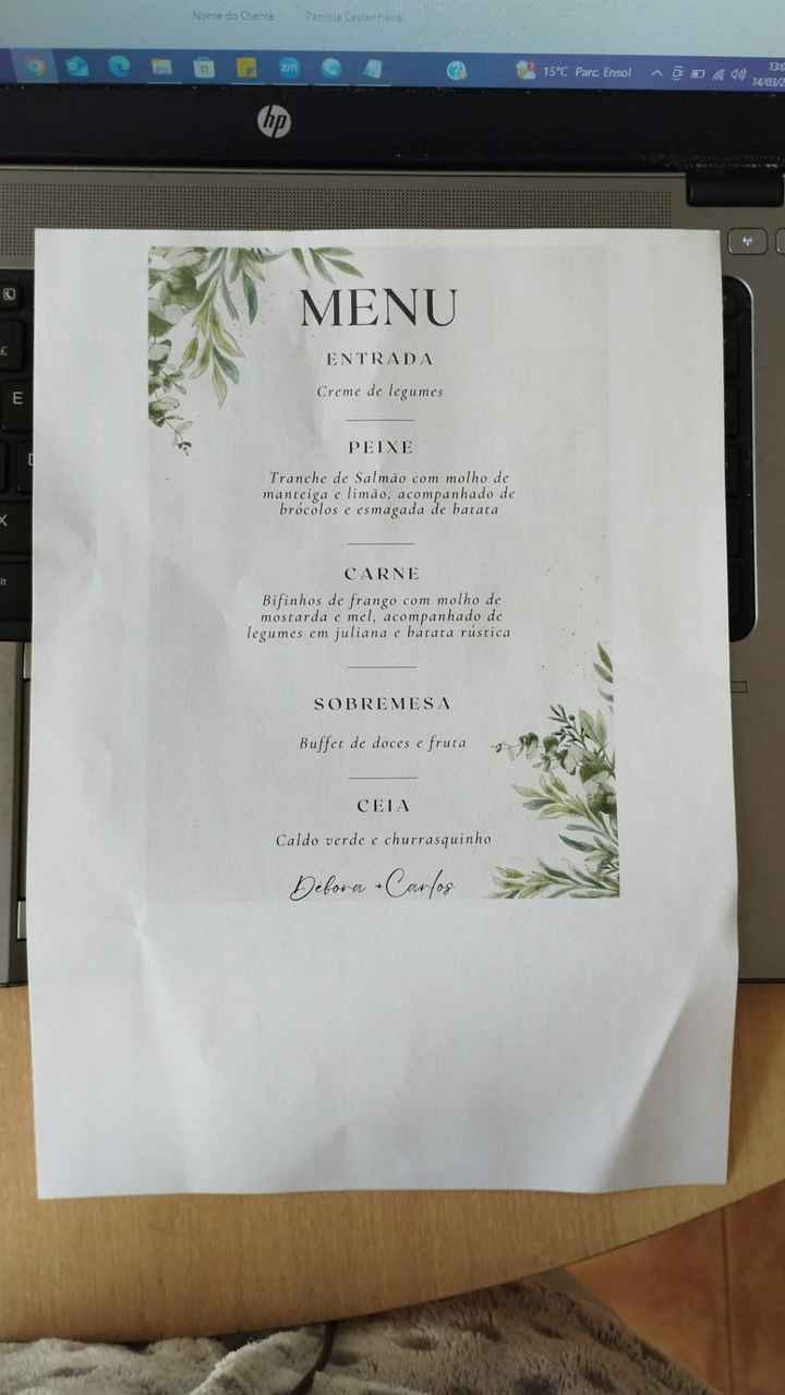 Menus e seating plan - 1