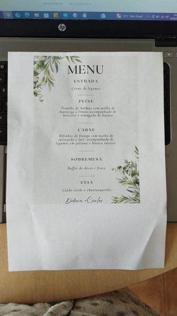 Menus e seating plan - 1