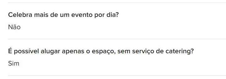 Alugar apenas o espaço, sem catering - custos adicionais necessários? - 1