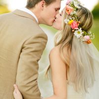 Véu e coroa de flores