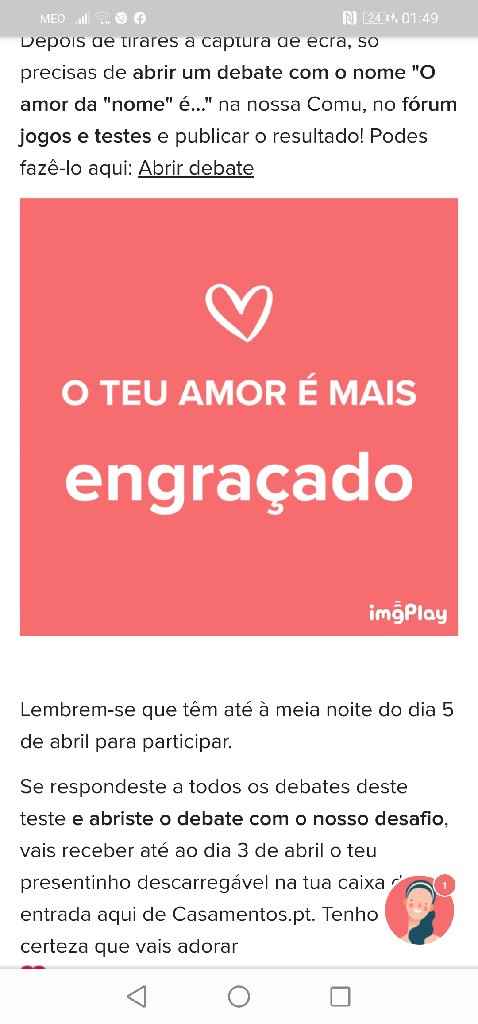 O teu amor é mais.... DESAFIO! - 1