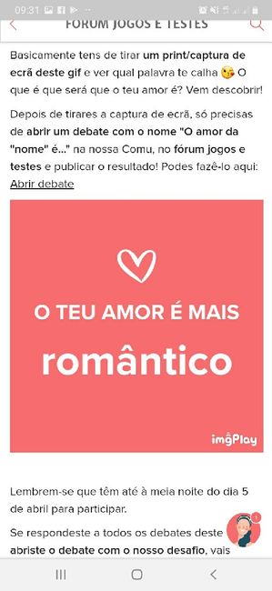 O teu amor é mais.... DESAFIO! - 1