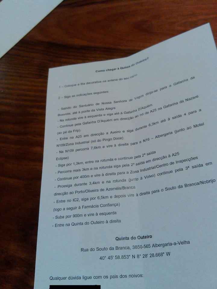 Instruções para chegar à quinta
