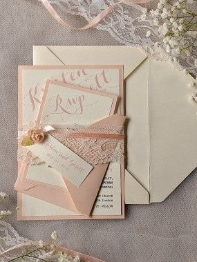Ivory Peach Wedding Invitation
