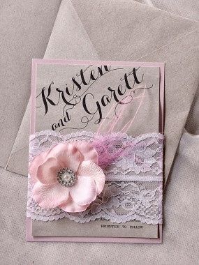 Pink Burlap Wedding Invitation
