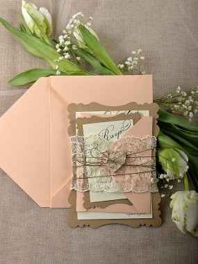 Eco Chic Peach Wedding Invitation