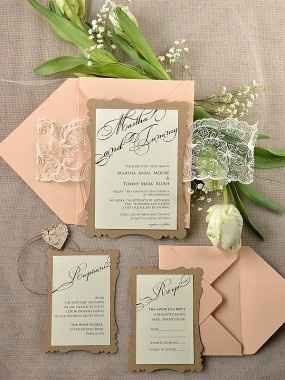 Eco Chic Peach Wedding Invitation 1