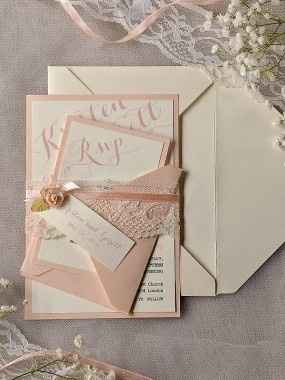 Ivory Peach Wedding Invitation