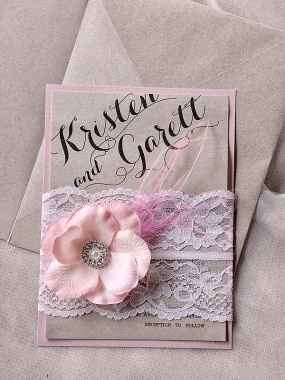 Pink Burlap Wedding Invitation