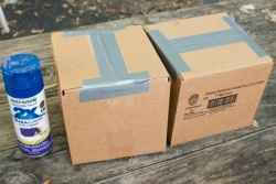 1.º arranjar uma caixa grande de cartão reforçar as arestas e fechar com fita cola. 
