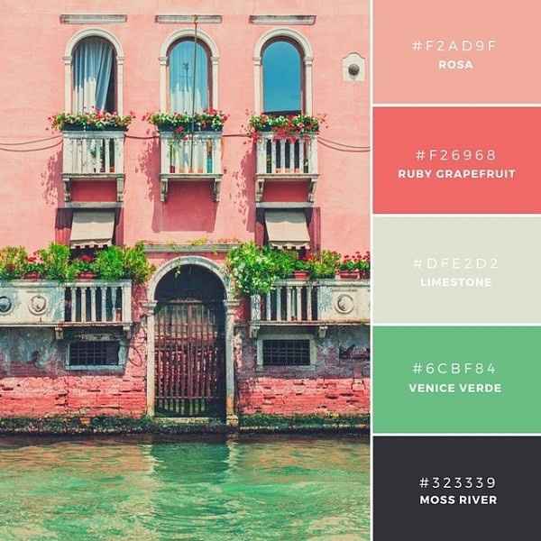 Veneza  (acho que os rosas e verdes são a palete de muitas noivas de 2016)