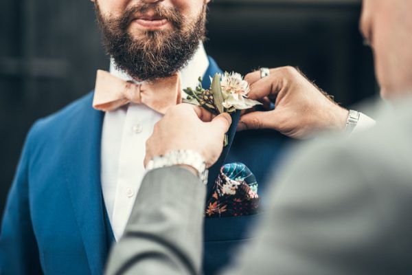E a boutonnière do noivo
