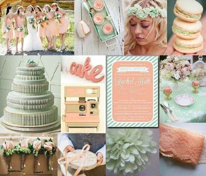 verde pastel e salmão
