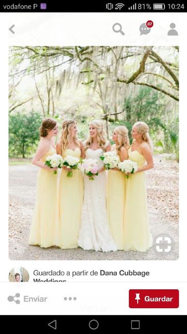 vestido damas de honor em amarelo