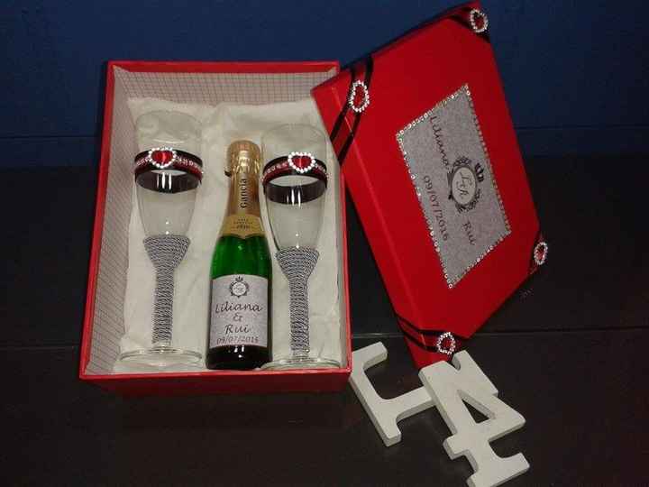 Caixa com flutes e champagne