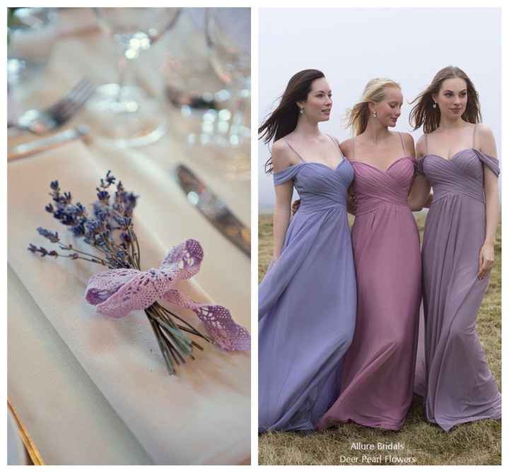 E. Damas de Honor de degradê de Lavanda